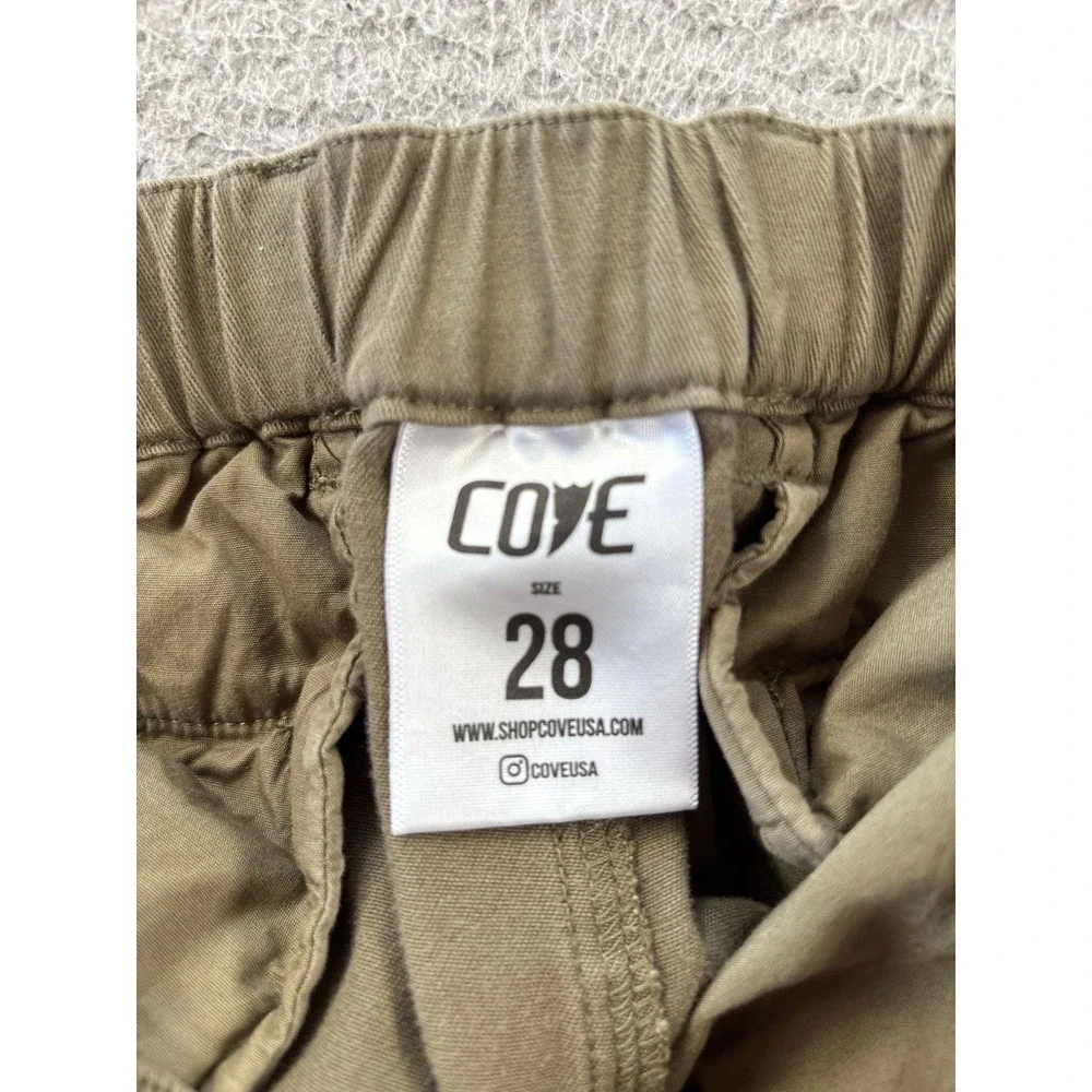 Cove Pants Mens 28x28 Green Stretch Chino Elastic Waist Straight Casual Logo USA